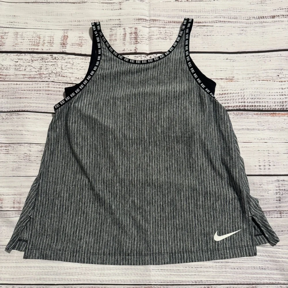 Nike Dri-FIT Tank Top Shirt w/ Sport Bra Black Youth Girls‎ Size XL